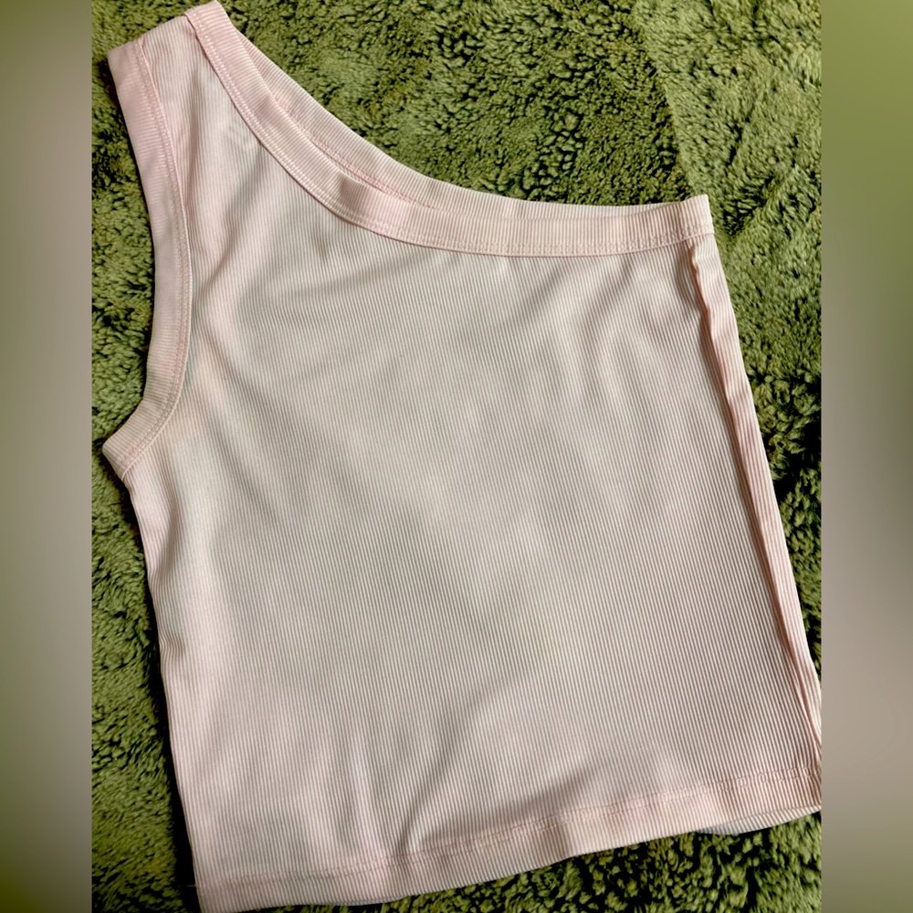 Size Small, pink shein one shoulder crop tank